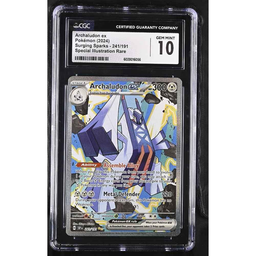 archaludon ex pokemon card 2024 Scarlet & Violet Surging Sparks Special Illustration Rare #241 PSA Authenticated 10 Variant:Fae Dominion Stage 1 Weakness You would think the Japon