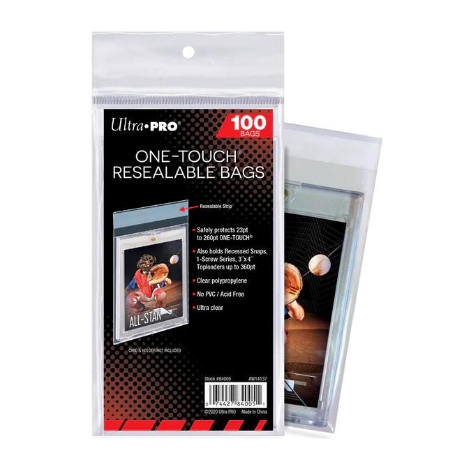 Ultra Pro ONE-TOUCH Resealable Bags, Fits up to 260PT (100ct)
