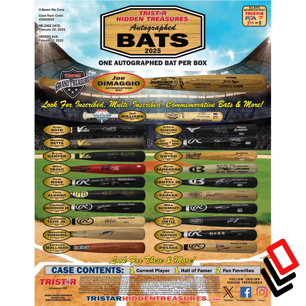 2025 TriStar Hidden Treasures Autographed Baseball Bats Hobby Box