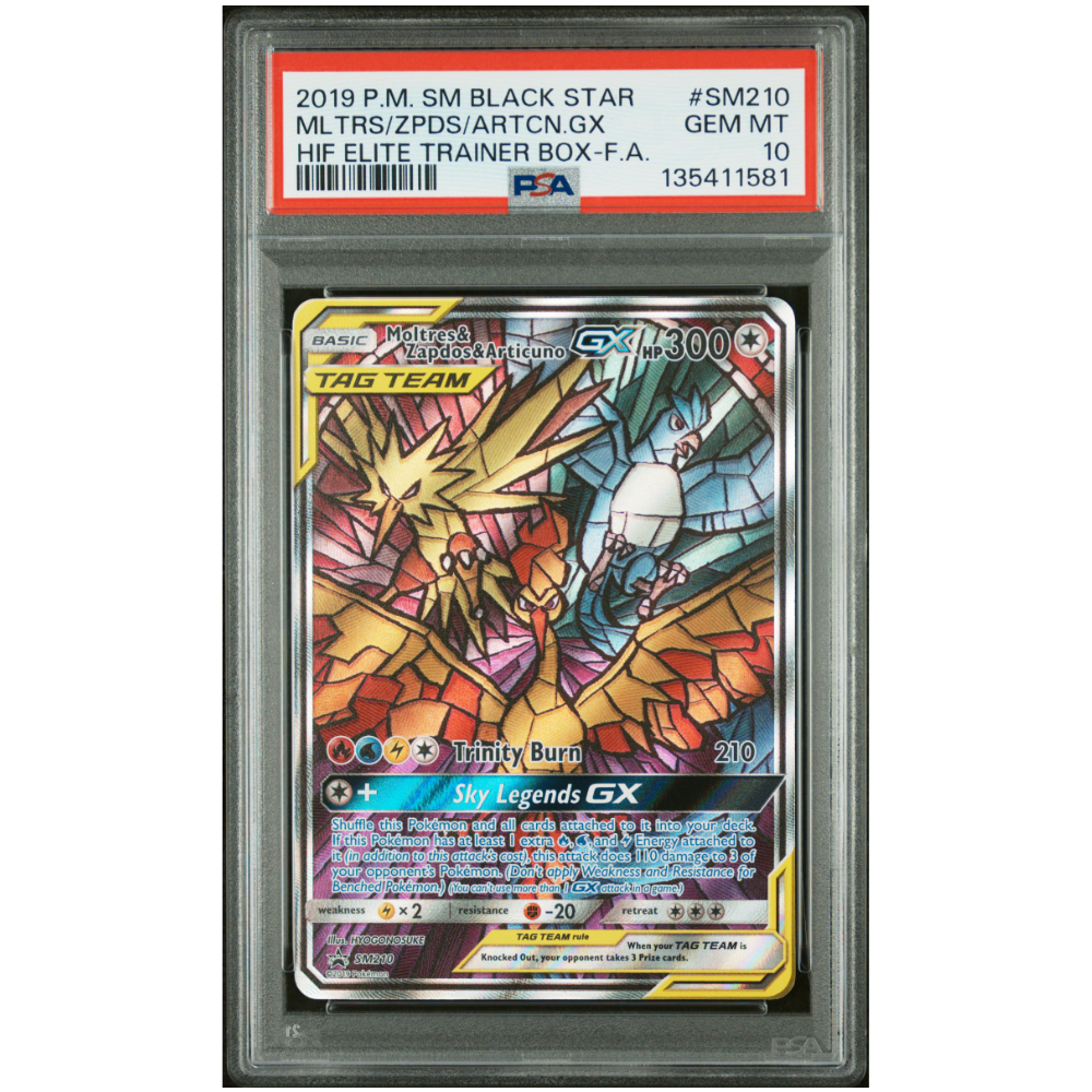 Moltres & Zapdos & Articuno GX Tag Team #SM210 - PSA 10 - Sun & Moon Promo