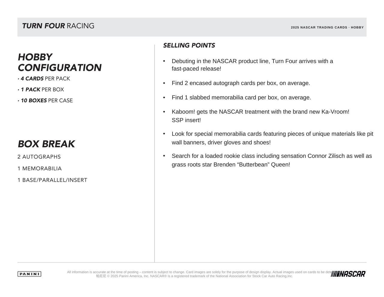 2025 Panini Turn Four Racing
