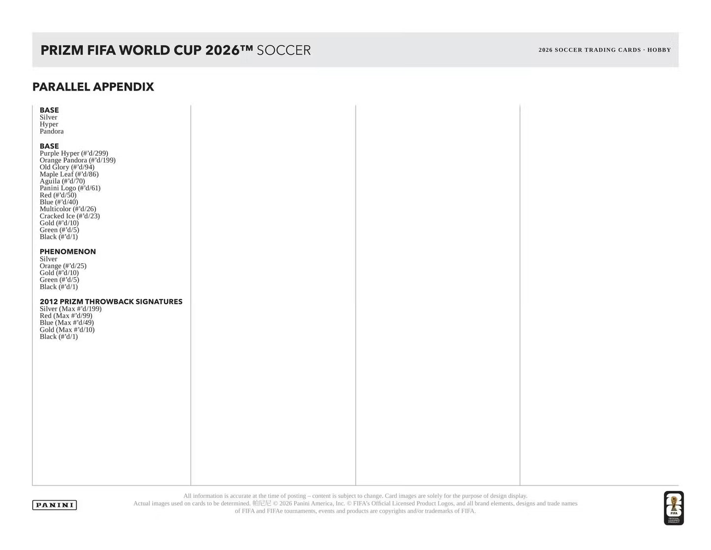 2026 Panini Prizm FIFA World Cup Soccer Hobby Box