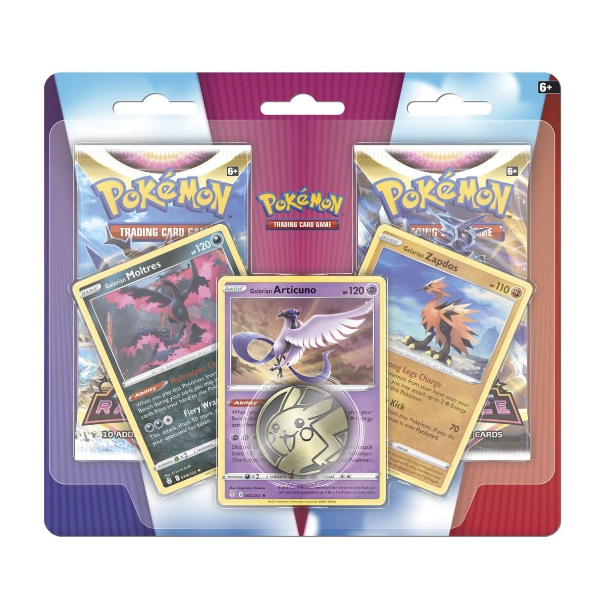 Pokémon TCG: Galarian Articuno, Galarian Zapdos & Galarian Moltres Cards with 2 Booster Packs & Coin