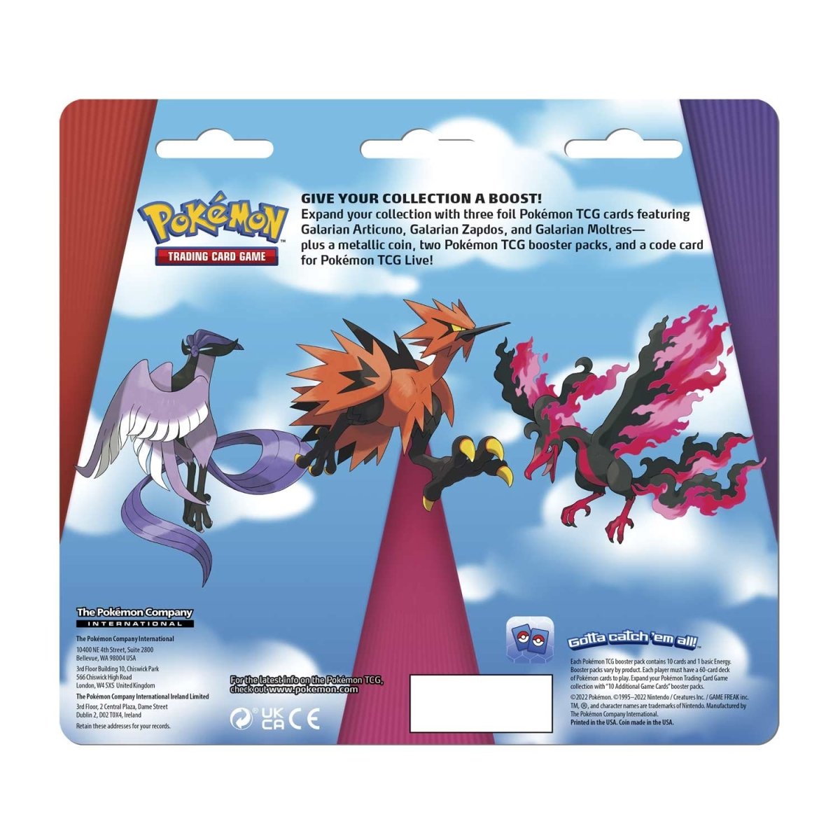 Pokémon TCG: Galarian Articuno, Galarian Zapdos & Galarian Moltres Cards with 2 Booster Packs & Coin