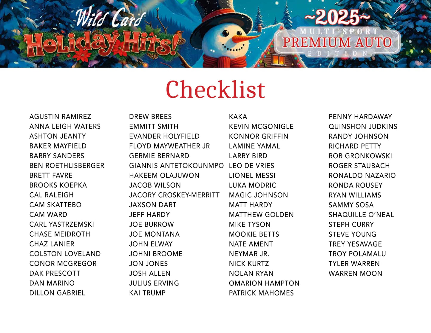 2025 Wild Card Holiday Hits Multi Sport PREMIUM Auto Edition