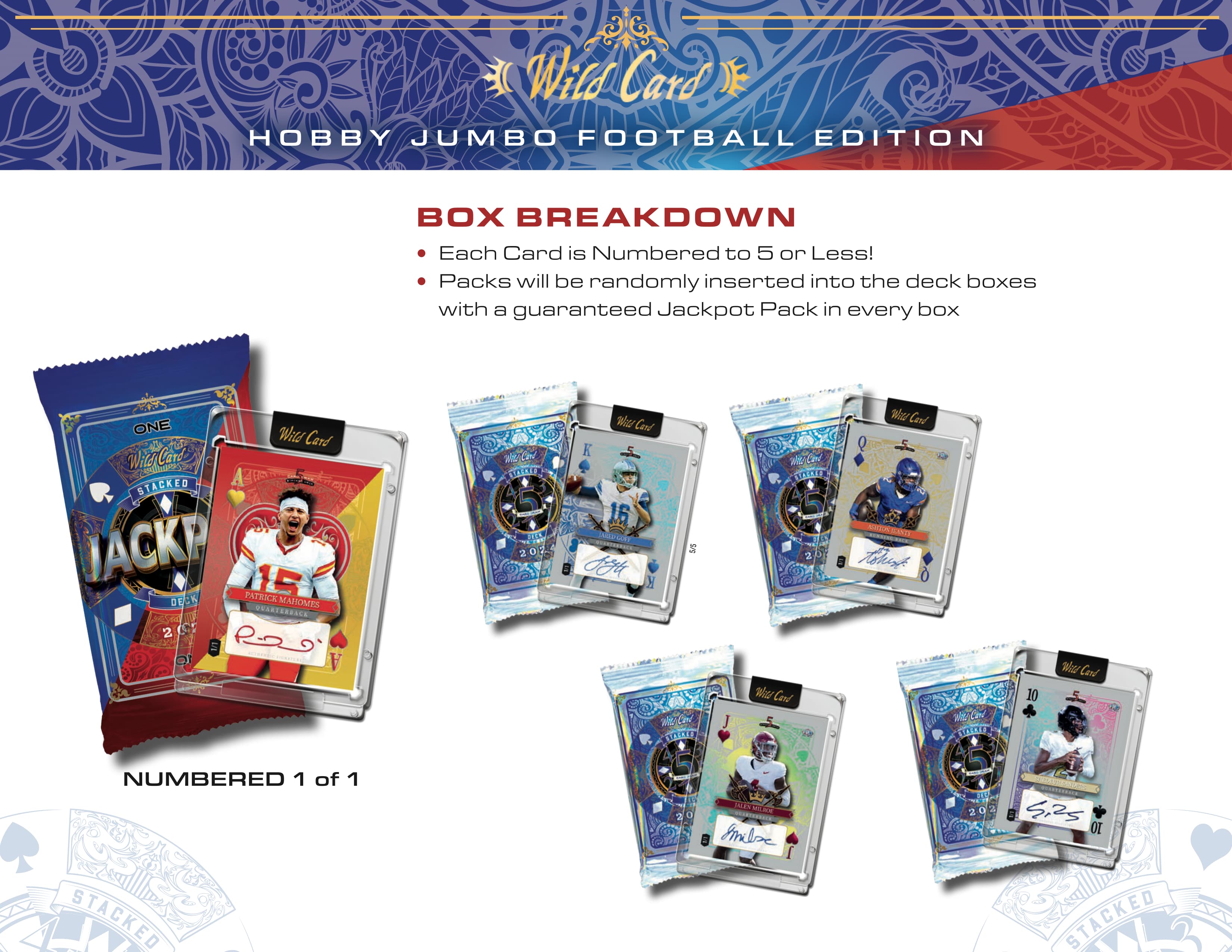 2024 Wild Card Five Card Draw Stacked Deck Football Hobby Jumbo