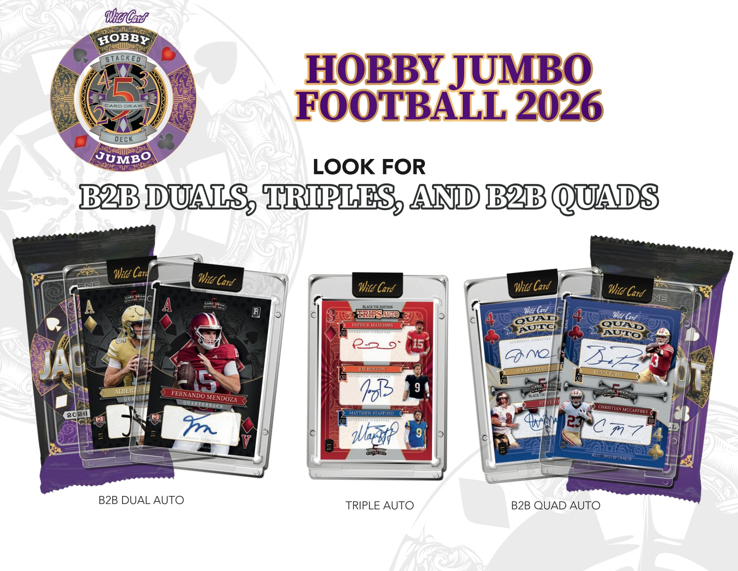2026 Wild Card Five Card Draw Stacked Deck Football Hobby Jumbo Box