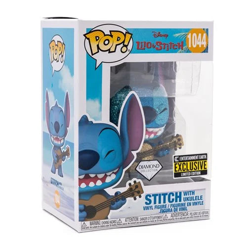 Lilo & Stitch Stitch with Ukulele Diamond Glitter Funko Pop! Vinyl Figure #1044 - Entertainment Earth Exclusive