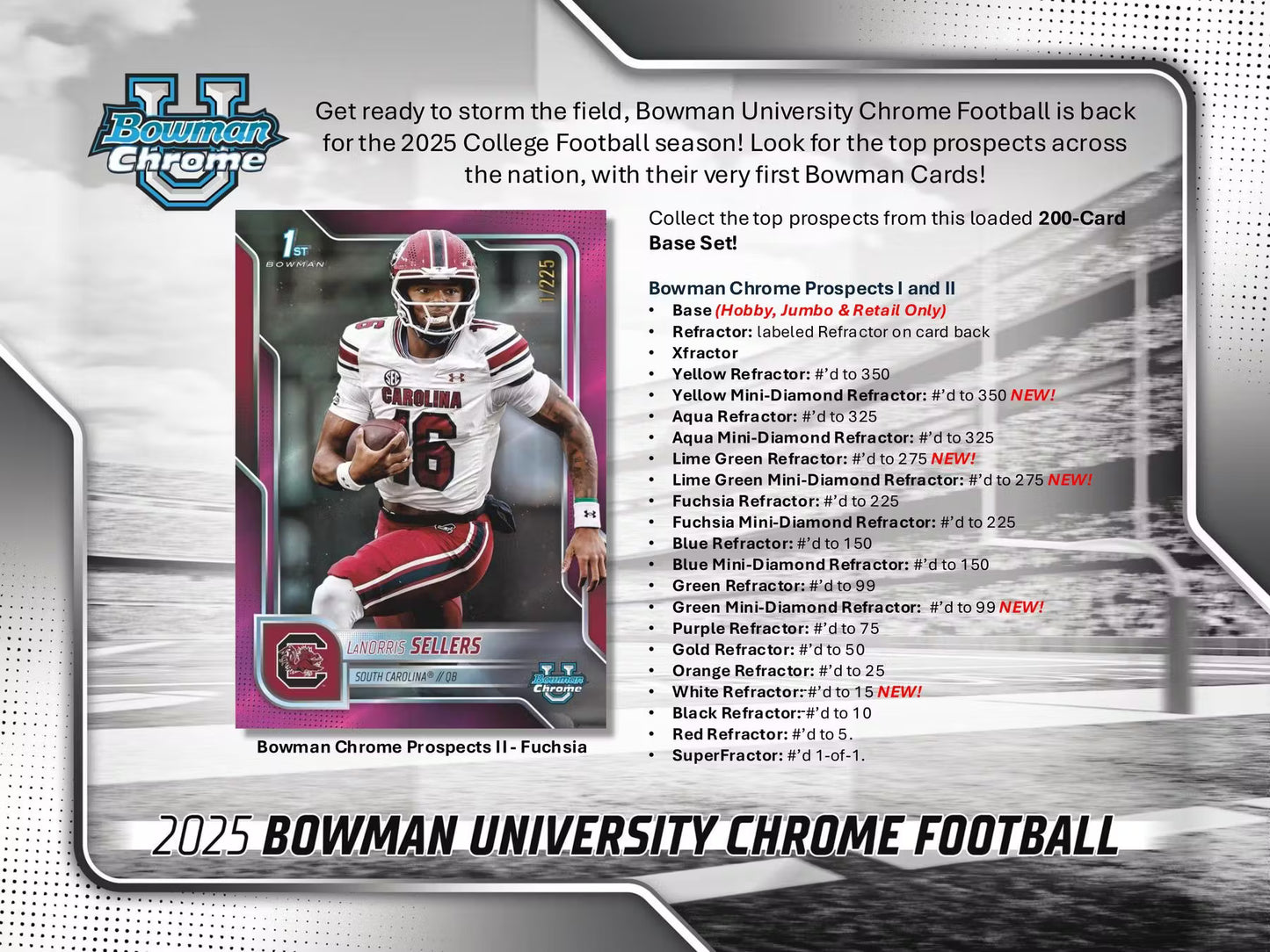 2025 Bowman University Chrome Football 7-Pack Blaster Box