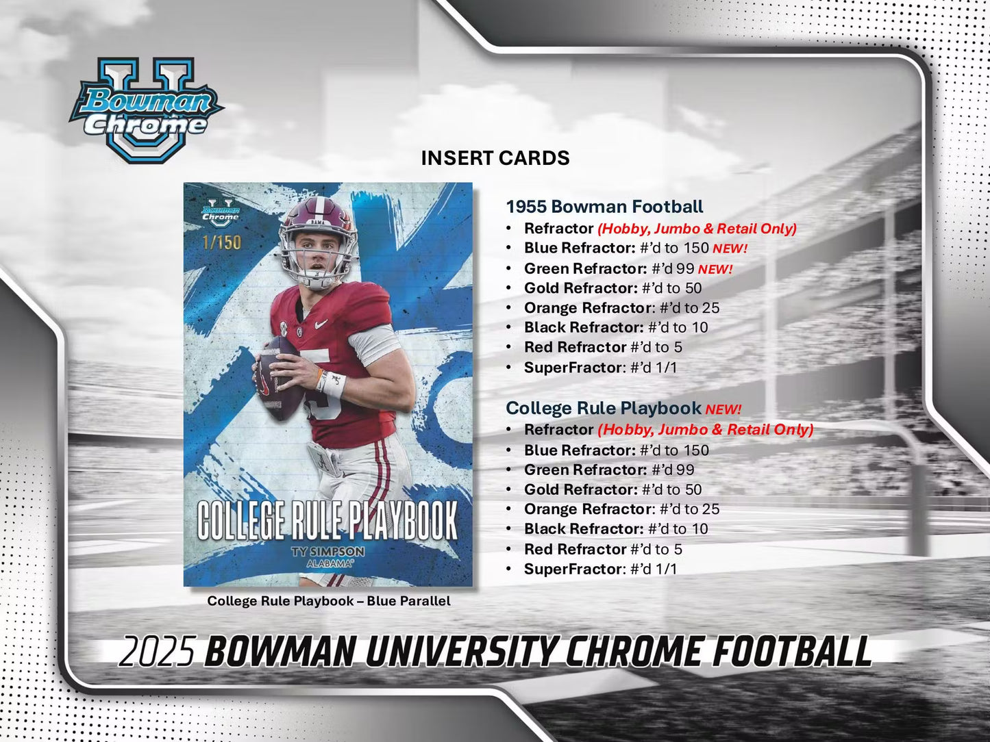 2025 Bowman University Chrome Football 7-Pack Blaster Box