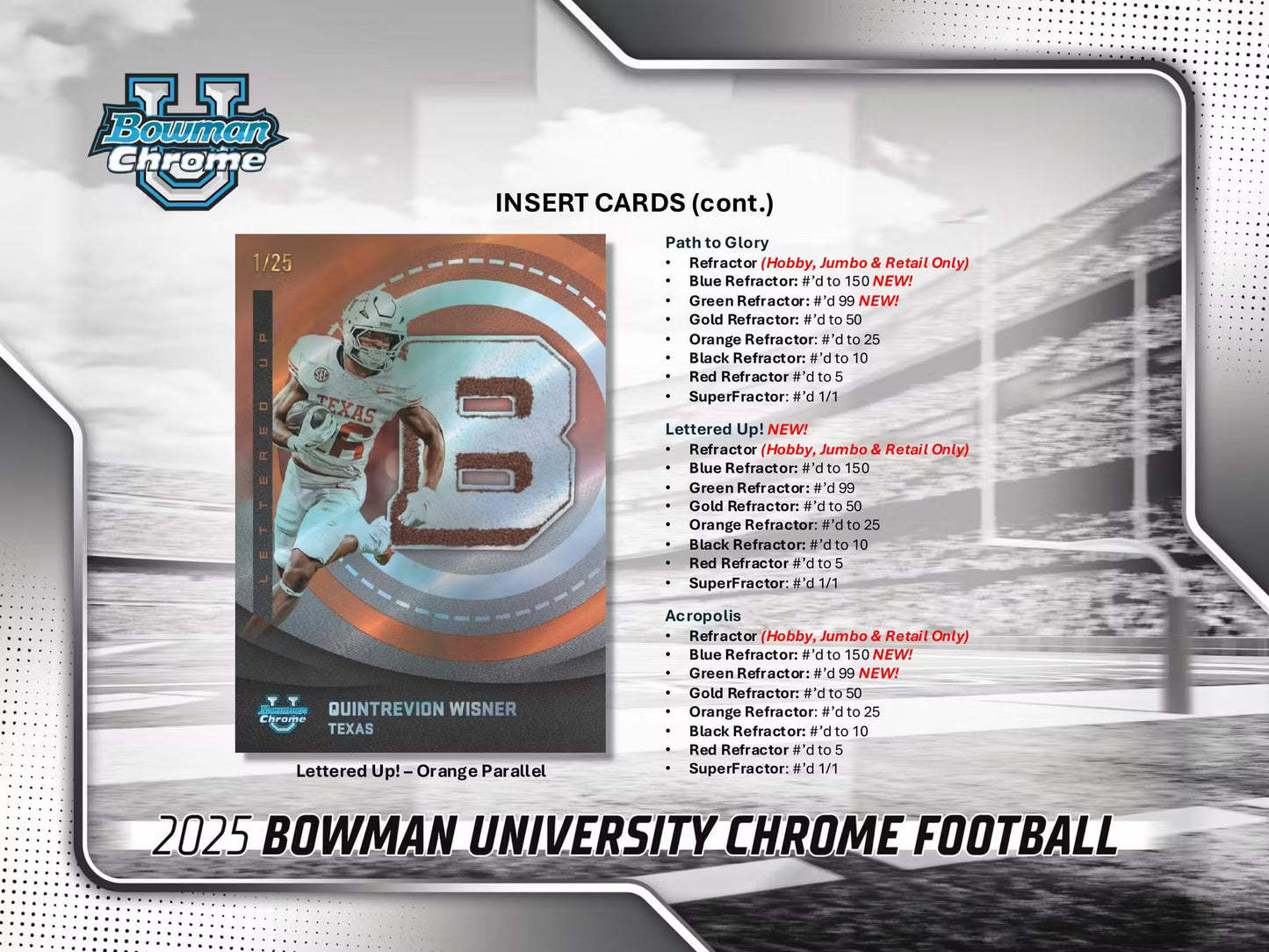 2025 Bowman University Chrome Football 7-Pack Blaster Box
