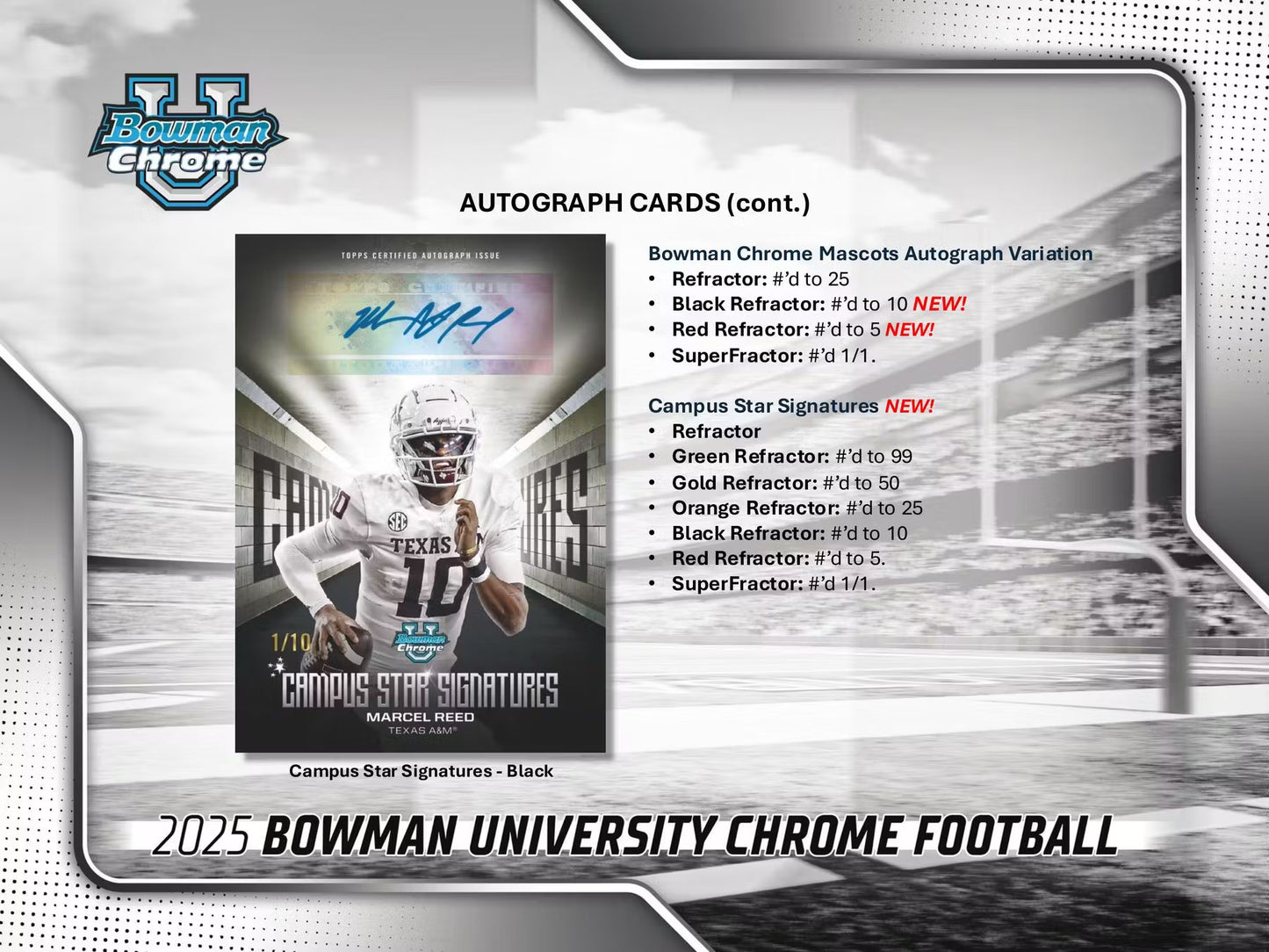 2025 Bowman University Chrome Football 7-Pack Blaster Box