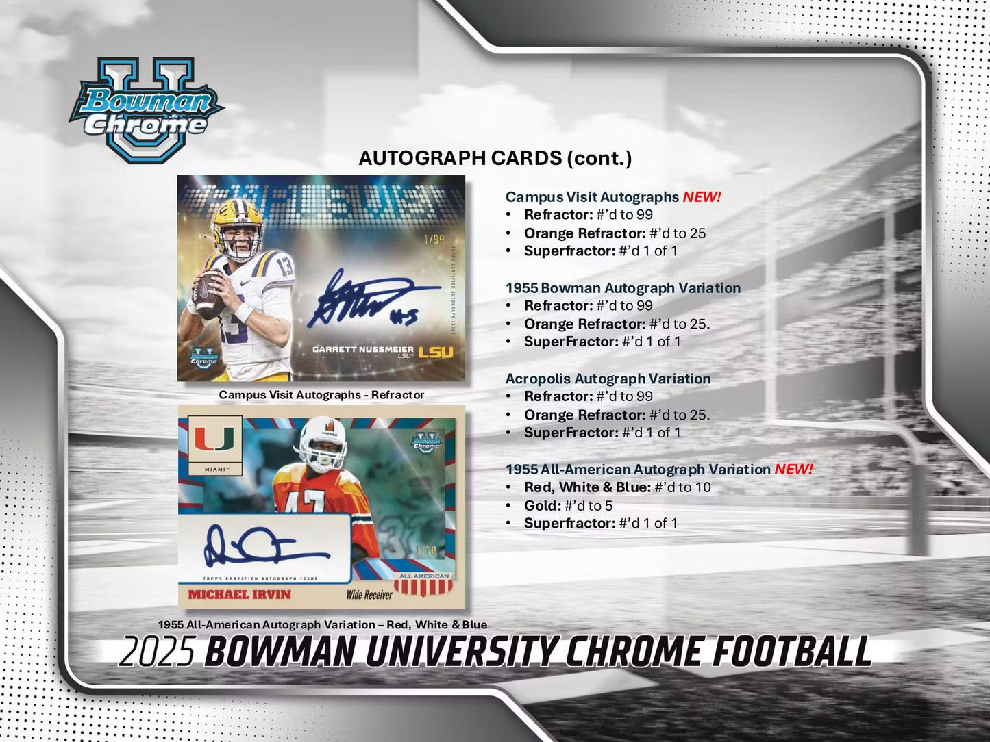 2025 Bowman University Chrome Football 7-Pack Blaster Box